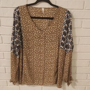 Flamingo Floral Print Women's Top Large